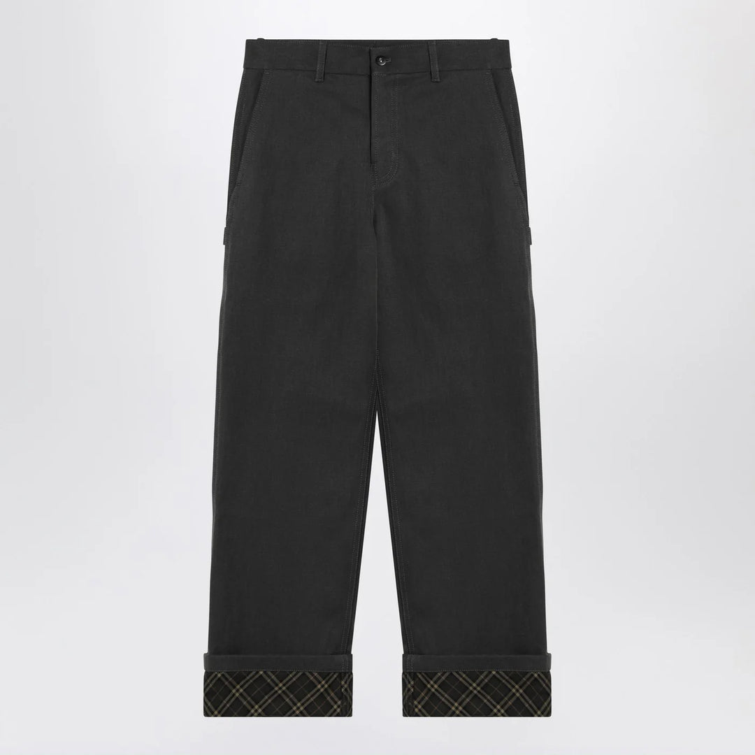 Burberry - Black trousers with Check pattern lapels