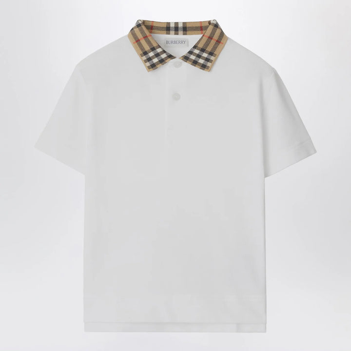 Burberry - White polo shirt with Check-pattern collar