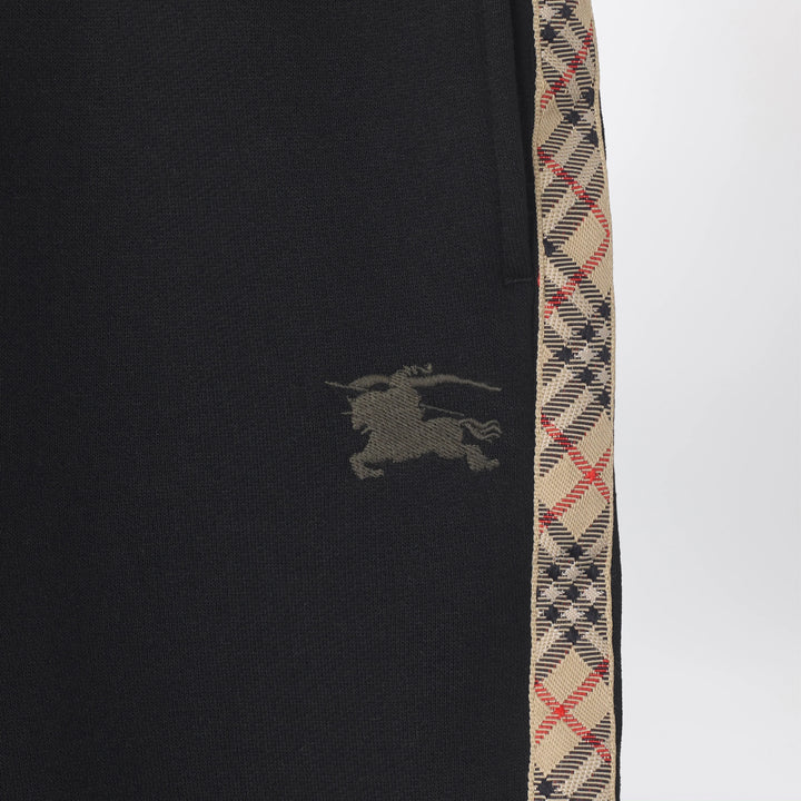 Burberry - Black jogging trousers with Check motif detail