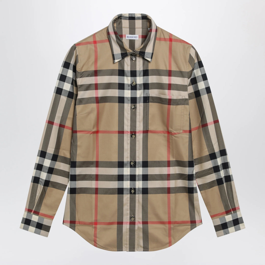 Burberry - Slim-fit cotton twill check shirt in archive beige
