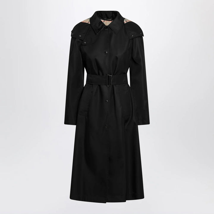 Burberry - Long black nylon car coat