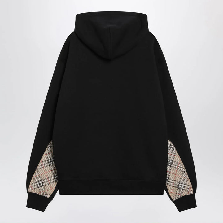 Burberry - Black sweatshirt with Check-pattern inserts Brand Sweatershirt