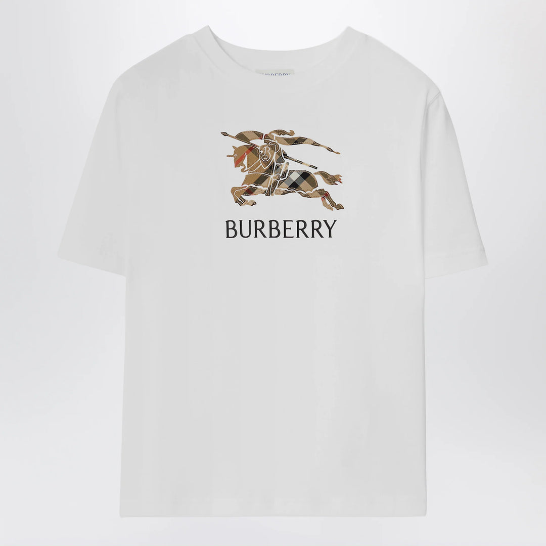Burberry - White cotton T-shirt with EKD Check