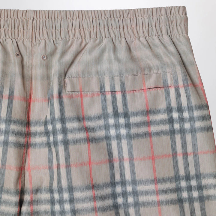 Burberry - Beige swim shorts with faded Check pattern