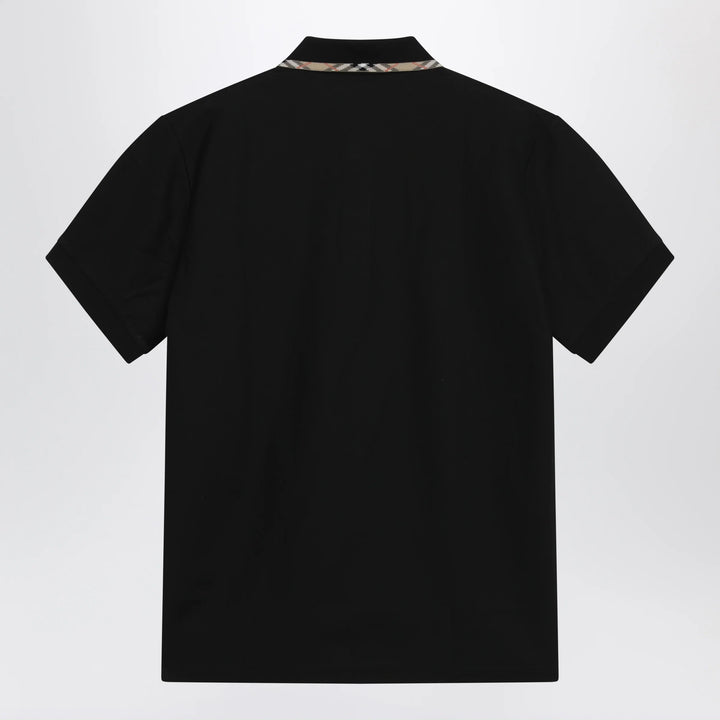 Burberry - Black cotton polo with Check detail by Burberry