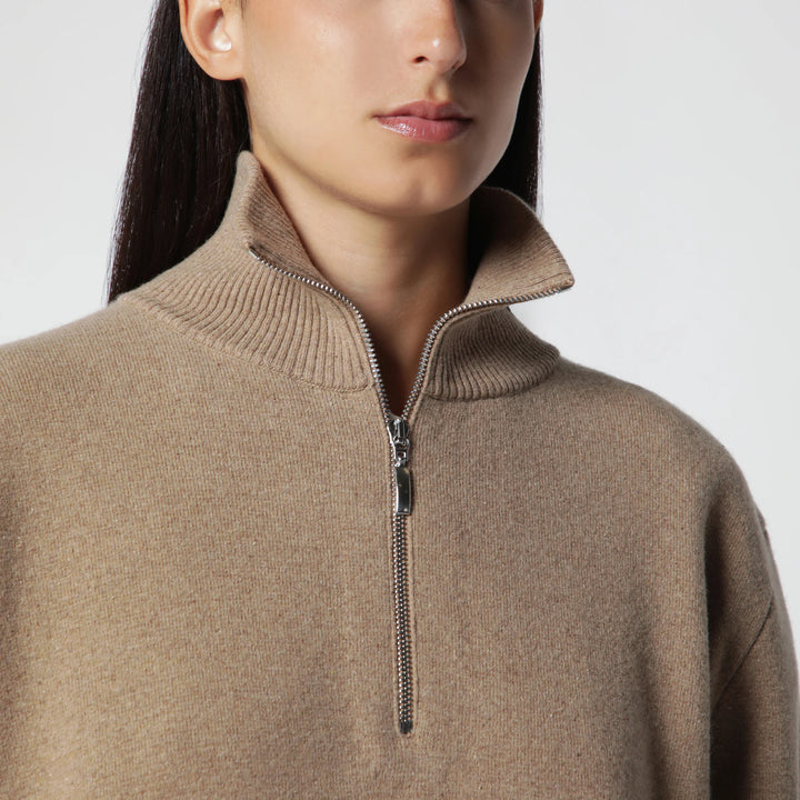 Róhe - Camel Mouline Knit Zip Polo Shirt