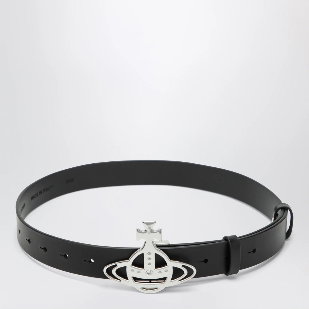 Vivienne Westwood - Leather belt with Orb buckle in black