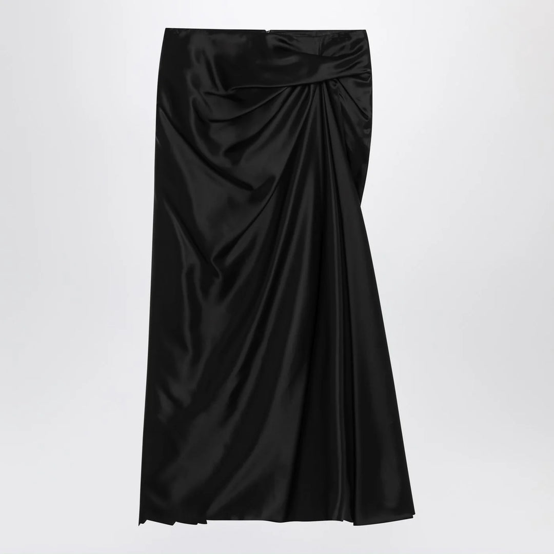 Balenciaga - Draped black skirt in cupro twill