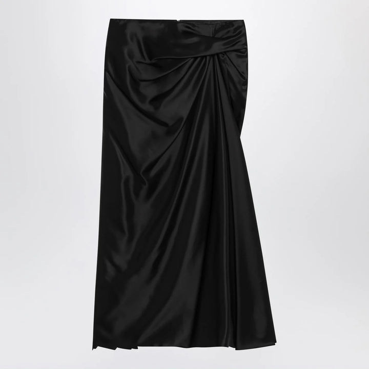 Balenciaga - Draped black skirt in cupro twill