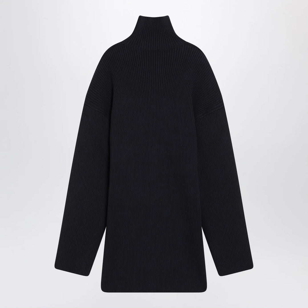 Balenciaga - Pinched navy mini dress in wool and cotton