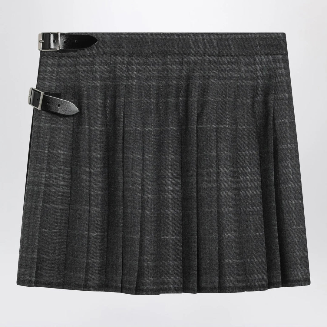 Balenciaga - Grey shadow-effect tartan mini skirt