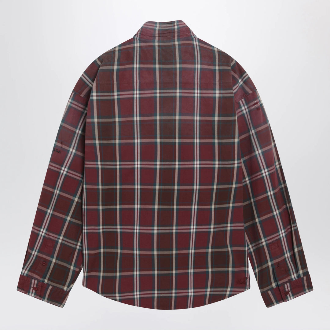 Balenciaga - Burgundy plaid cotton-blend flannel zip shirt