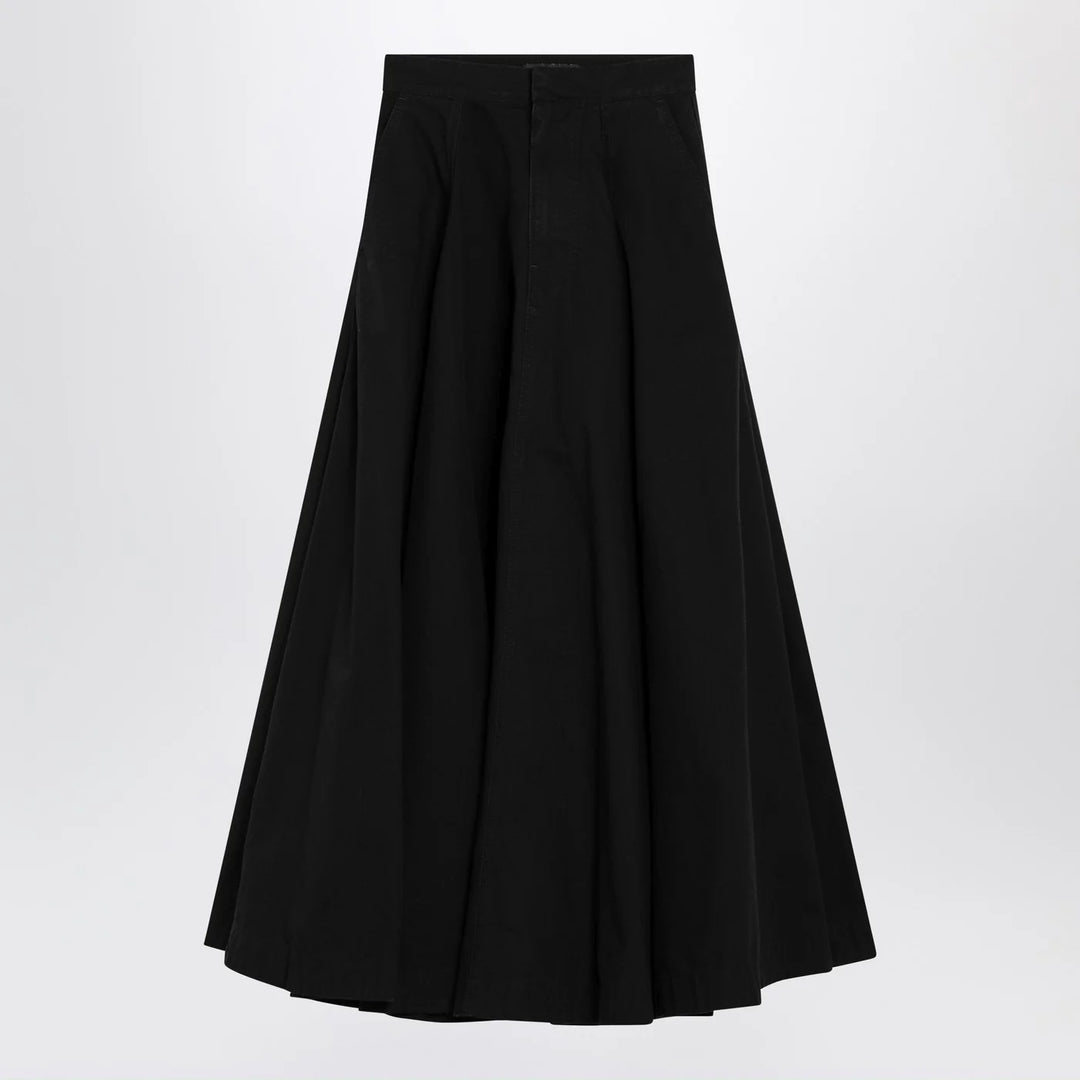 Balenciaga - Black cotton ripstop Godet maxi skirt