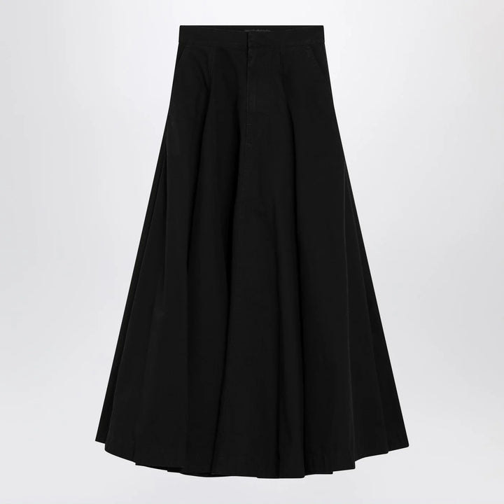 Balenciaga - Black cotton ripstop Godet maxi skirt