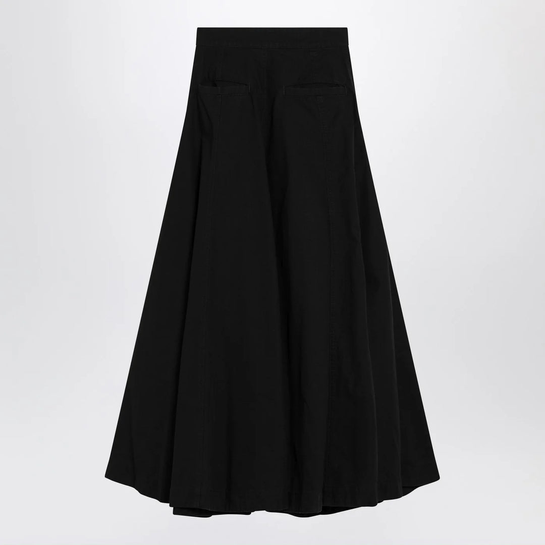 Balenciaga - Black cotton ripstop Godet maxi skirt