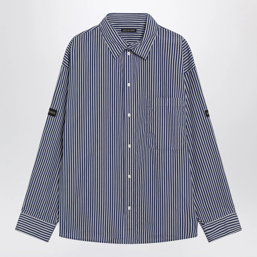 Balenciaga - Oversize navy blue and white striped shirt