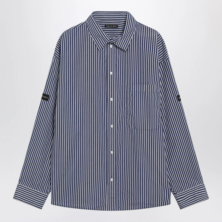 Balenciaga - Oversize navy blue and white striped shirt