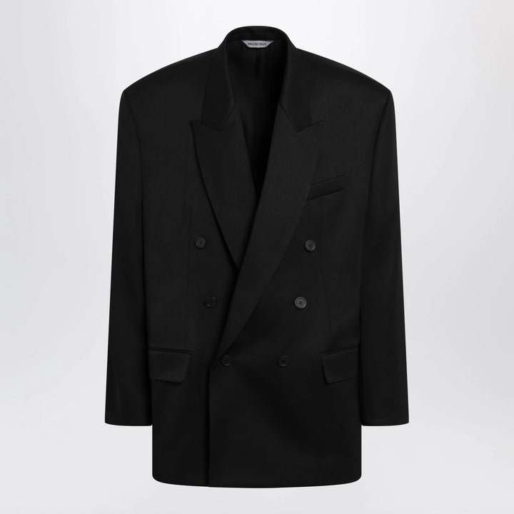 Balenciaga - Double-breasted oversized wool blazer in black