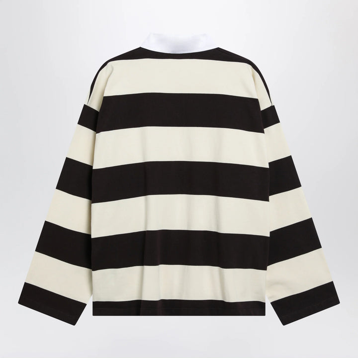Balenciaga - Striped jersey polo shirt in cotton, brown