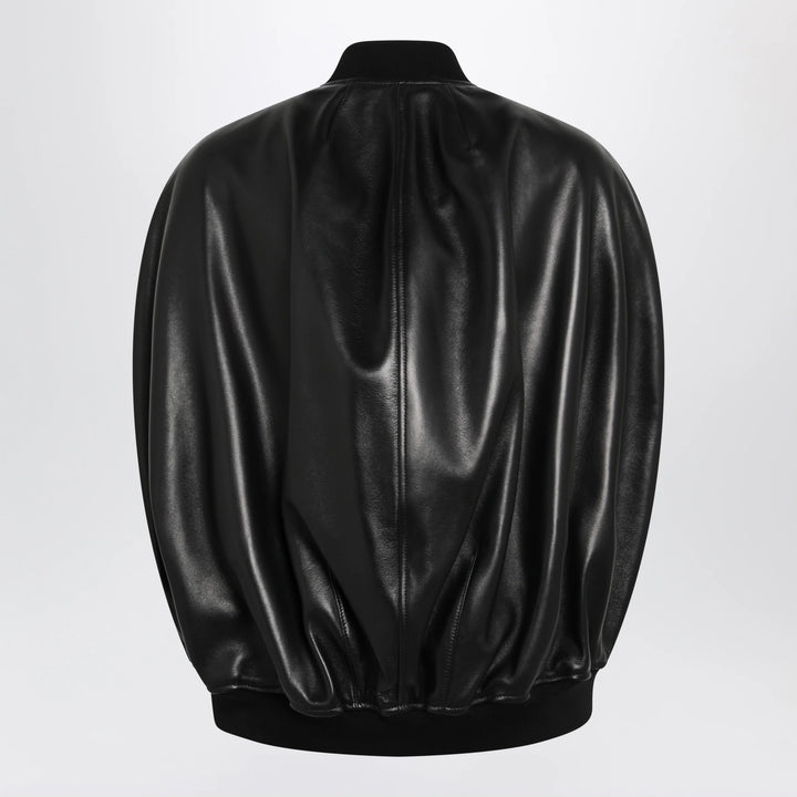 Balenciaga - Black leather bomber jacket