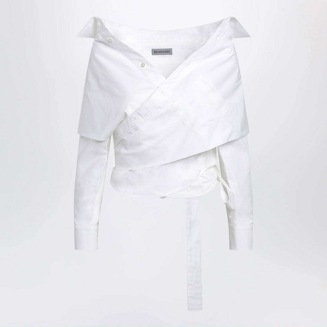 Balenciaga - White wrap shirt with off-shoulder design