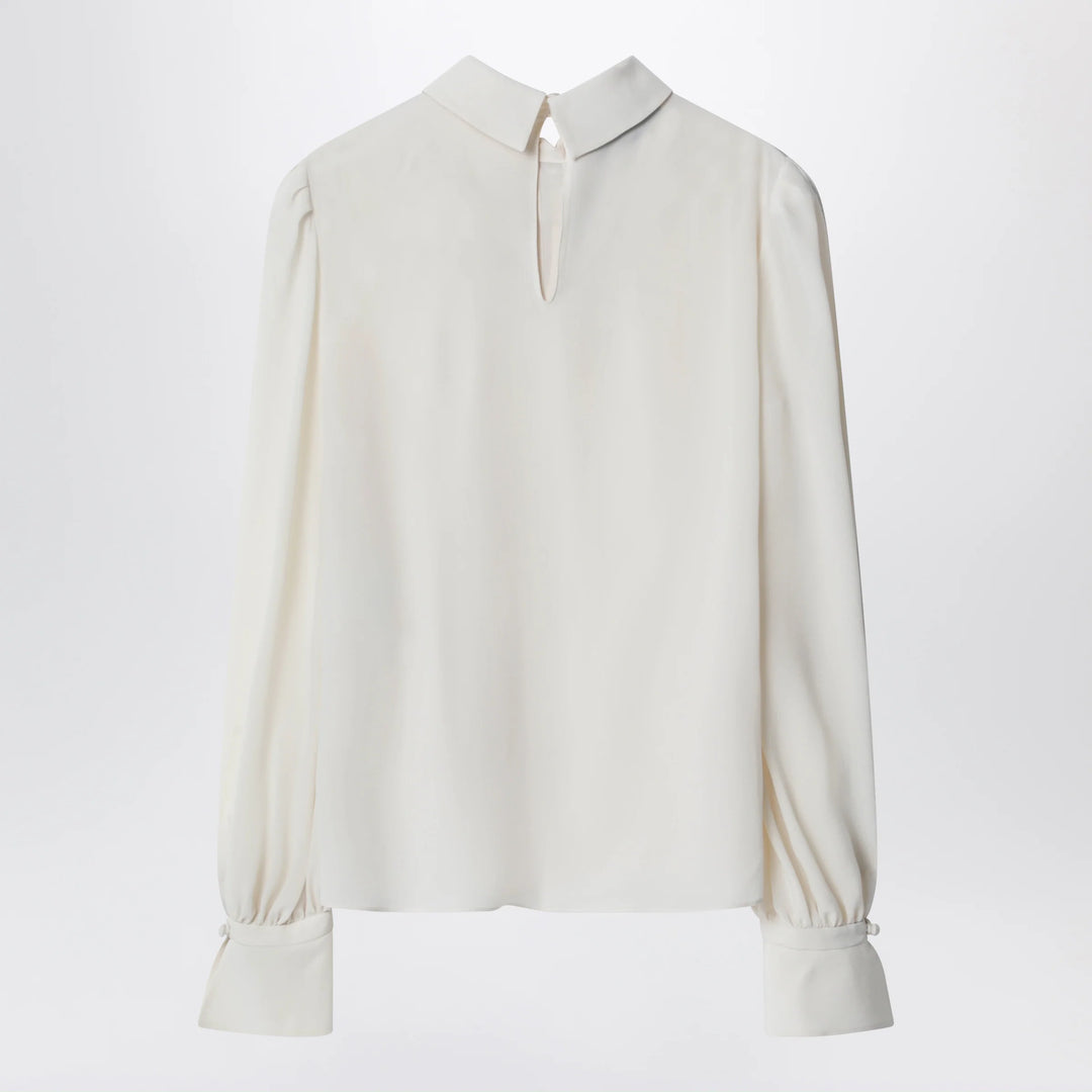 Valentino - Vanilla-colored silk blouse with flower