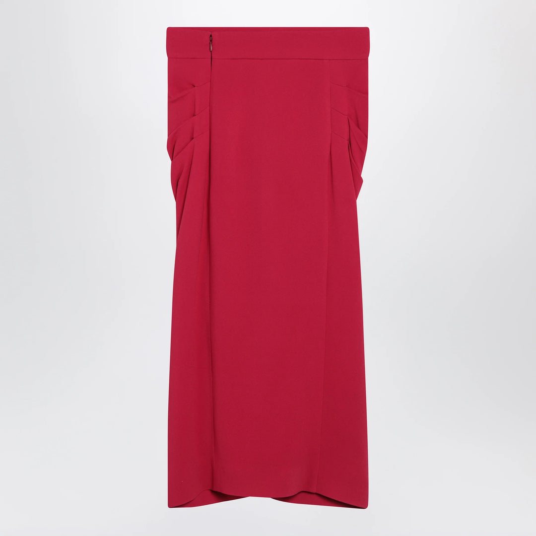 Valentino - Red midi skirt with ruched detail