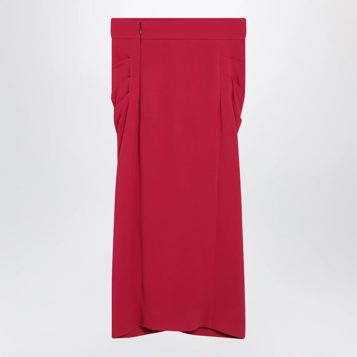Valentino - Red midi skirt with ruched detail