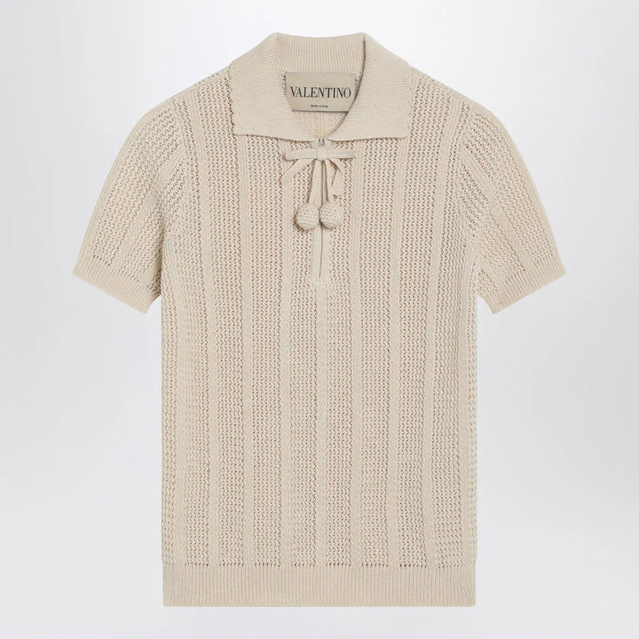 Valentino - Ivory cotton knit polo shirt