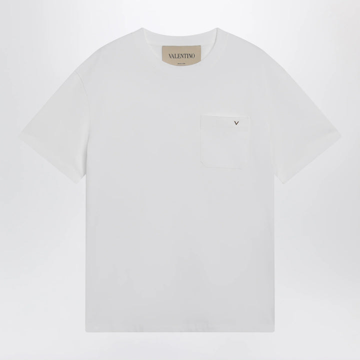 Valentino - White cotton T-shirt with VGold