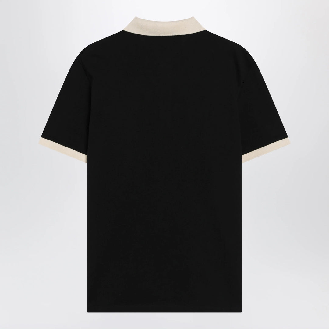 Valentino - Black cotton piqué polo shirt with Vgold