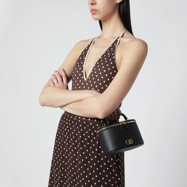 Valentino Garavani - Vlogo Signature Mini Vanity Bag in black grained calfskin