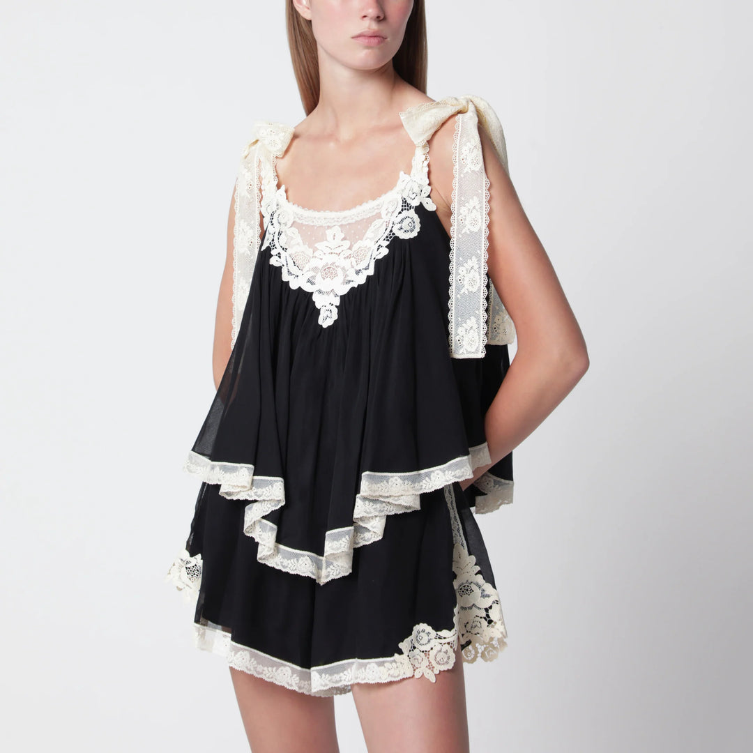 ZIMMERMANN - Roselight top in black cotton and silk