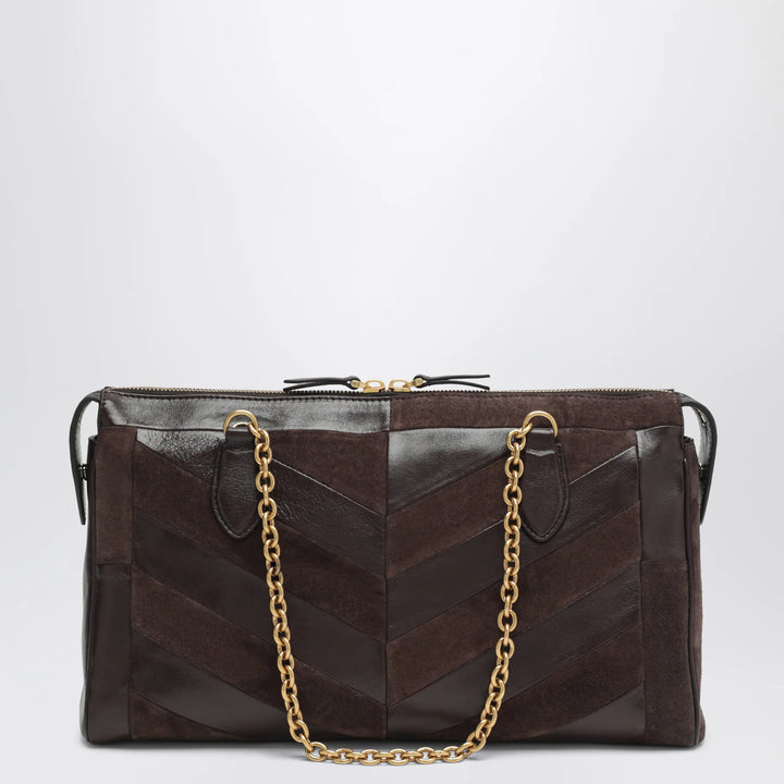 Valentino Garavani - Medium Panthea shoulder bag in suede and nappa leather with Chevron pattern