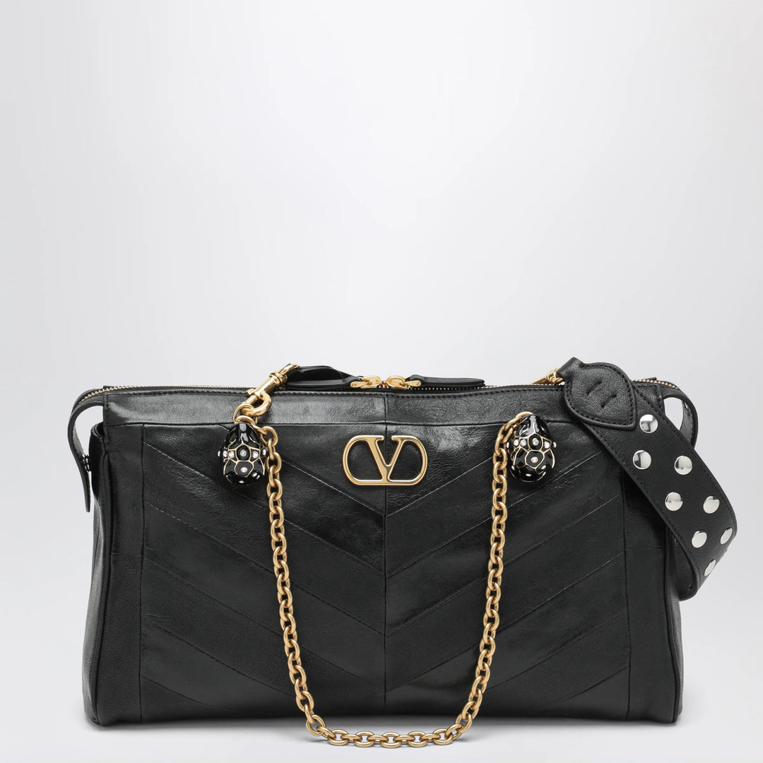 Valentino Garavani - Panthea Chevron Bag in Black Leather