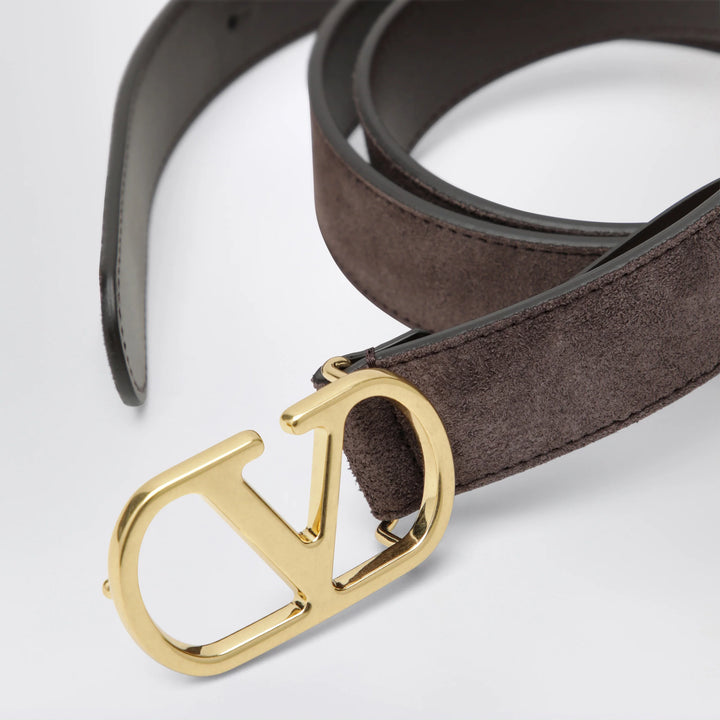 Valentino Garavani - VLogo Signature Belt in Ebony Suede