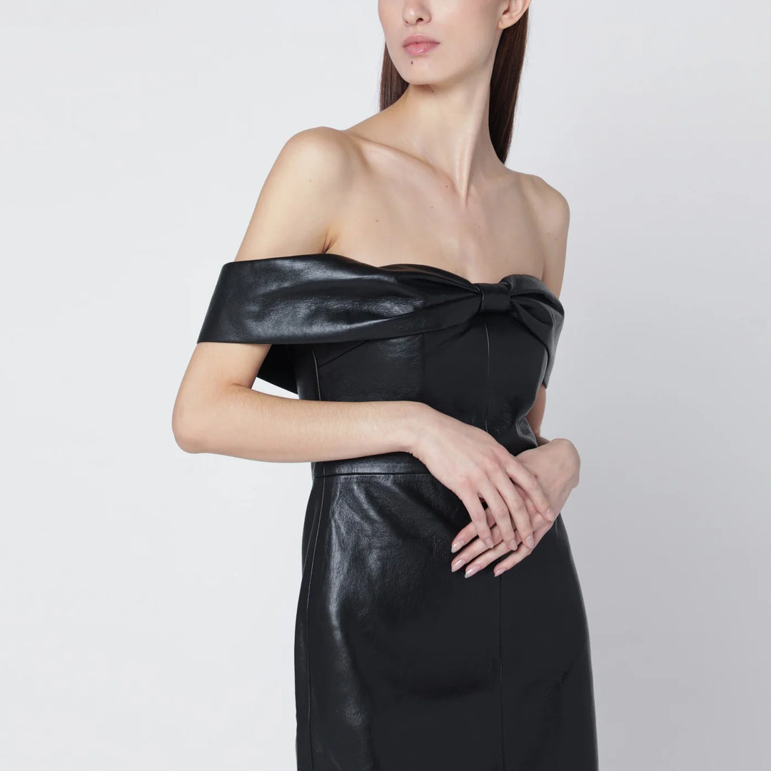 ANINE BING - Colleen black faux leather mini dress