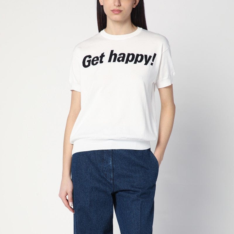 Shirts & Tops Moschino - Get Happy white cotton sweater - 42 IT Brand