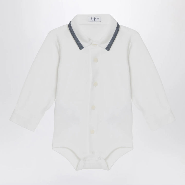 Il Gufo - Milk-white cotton shirt bodysuit