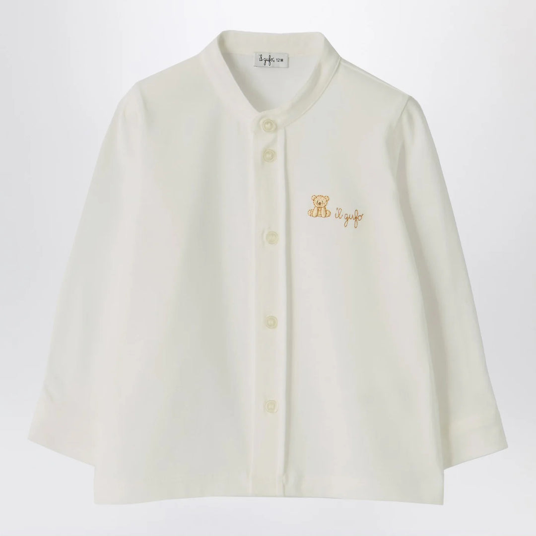 Il Gufo - White shirt with bear embroidery