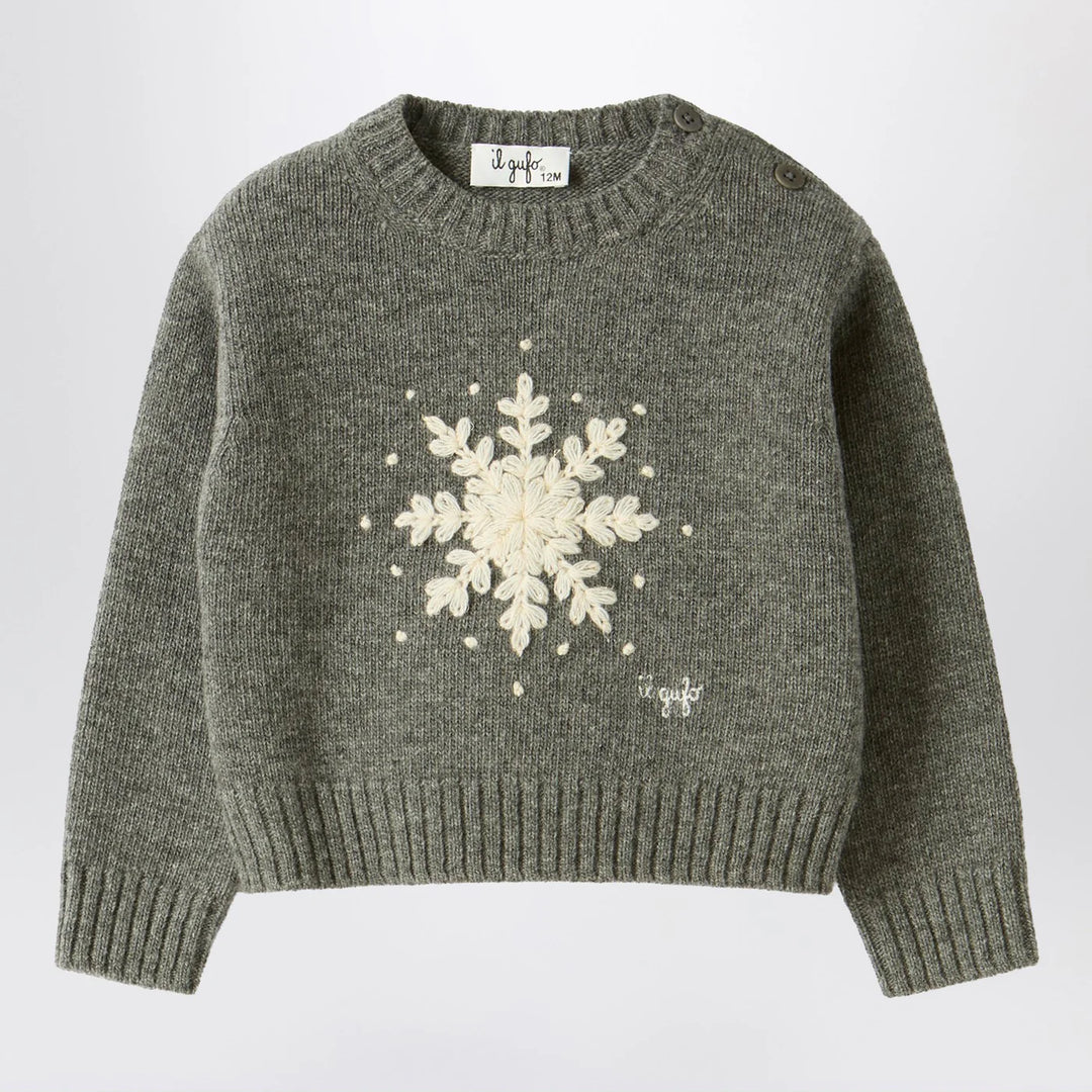 Il Gufo - Grey wool sweater with snowflake motif