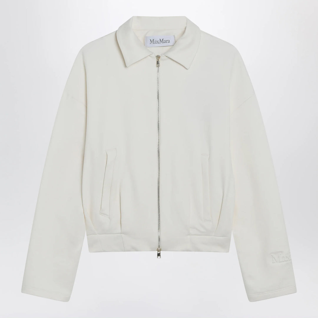 Max Mara - White cropped sweatshirt in silk blend