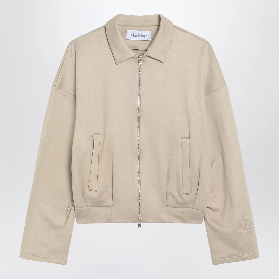 Max Mara - Beige cropped sweatshirt in silk blend