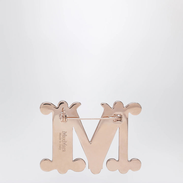 Max Mara - Monogram brooch with micro crystals in metal, crystal