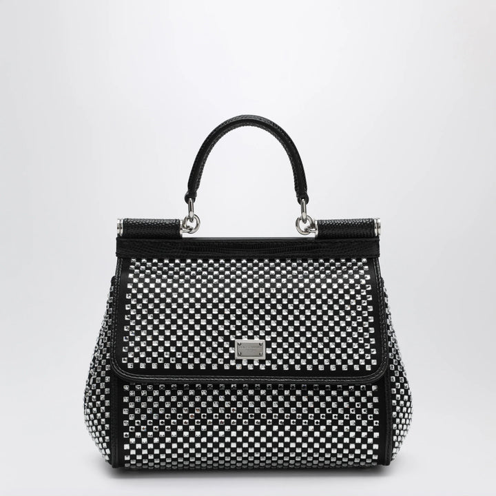 Dolce&amp;Gabbana - Sicily small black top-handle bag with crystals