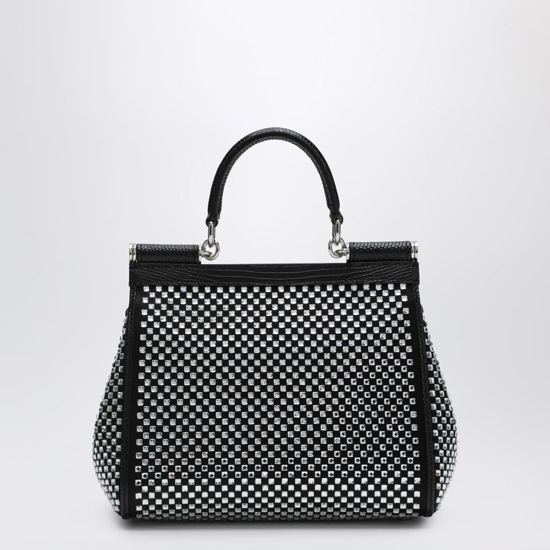 Dolce&amp;Gabbana - Sicily small black top-handle bag with crystals