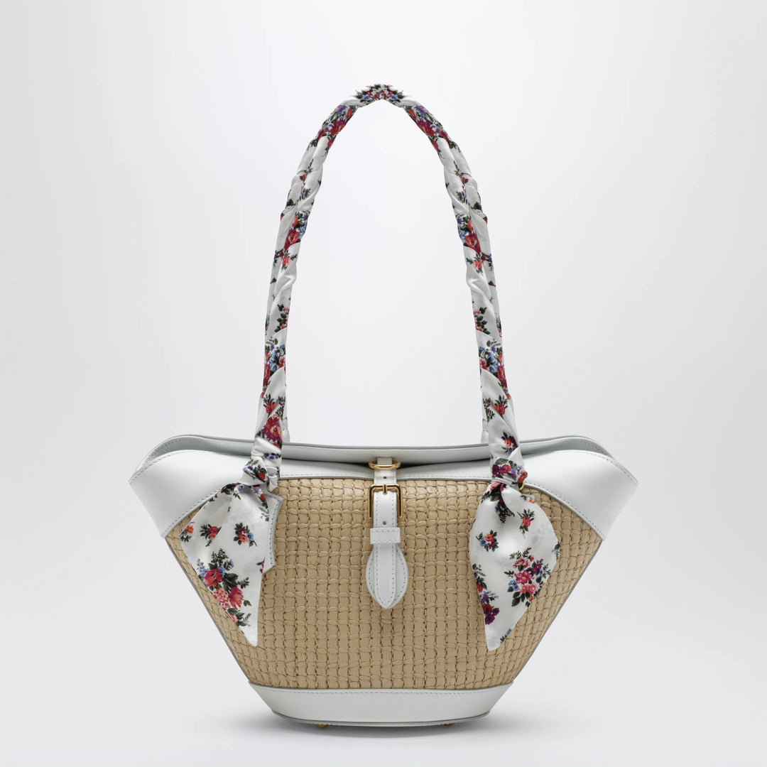 Dolce&amp;Gabbana - Capri raffia coffa bag in cream and white