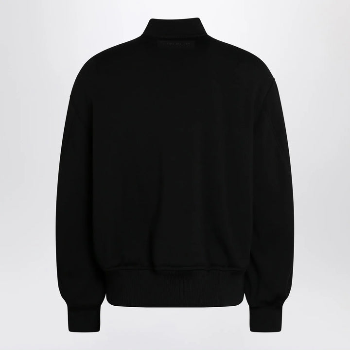 Givenchy - Black leather bomber jacket with wool sleeves