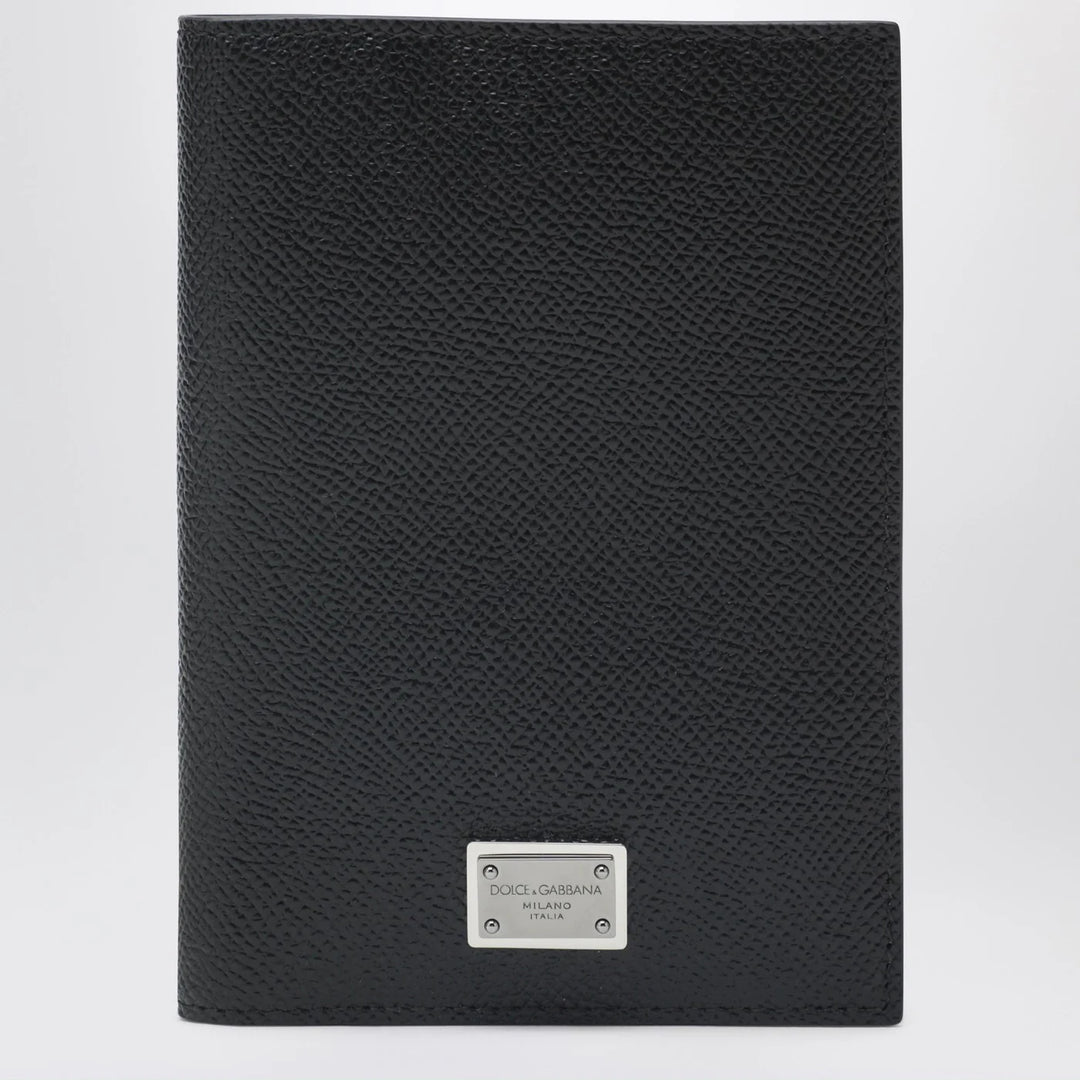 Dolce&amp;Gabbana - Black passport holder with logo plaque