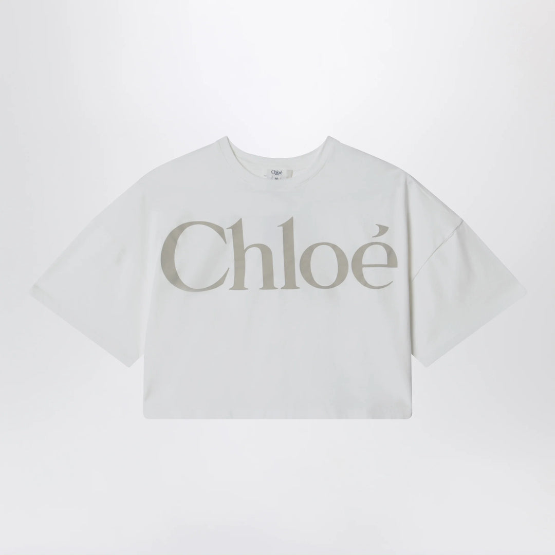 Chloé - White cropped T-shirt with logo print